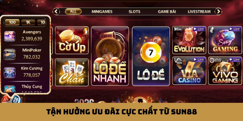 Tận hưởng ưu đãi cực chất từ Sun88 